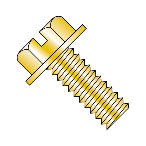 Slotted - Indented - Hex Washer - Machine Screws - Zinc Yellow