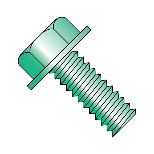 Unslotted - Indented - Hex Washer - Grounding Screw - Zinc Green