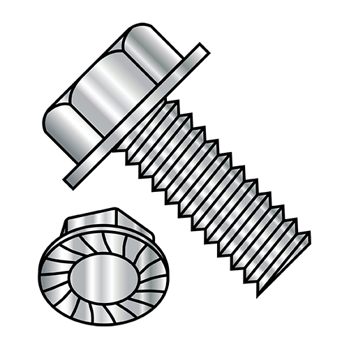 Unslotted Indent Hex Washer Head Serrated Machine Screw F/T 18-8 Stainless Steel