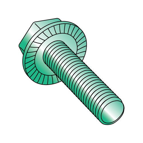 Serrated Hex Washer - Case Hardened - Flange Screws - Zinc Green