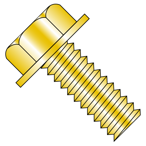 Unslotted - Indented - Hex Washer - Machine Screws - Zinc Yellow - RoHS