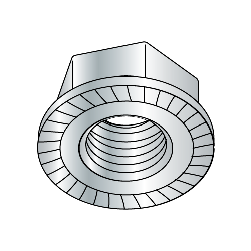 Serrated Hex Flange Lock Nut - Zinc Plated - Case Hardened
