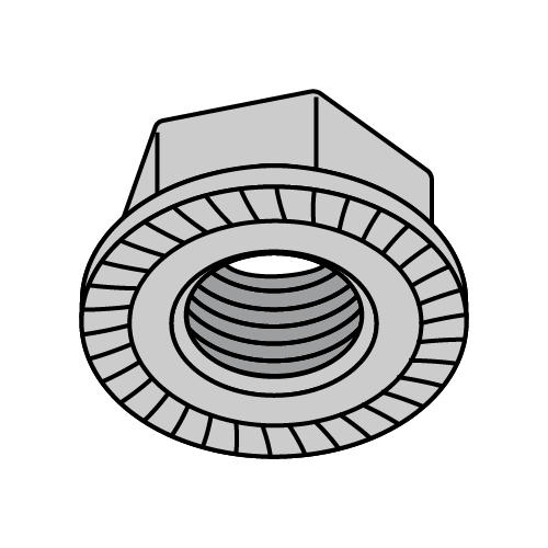 Serrated Hex - Flange Lock Nuts - 316 Stainless Steel