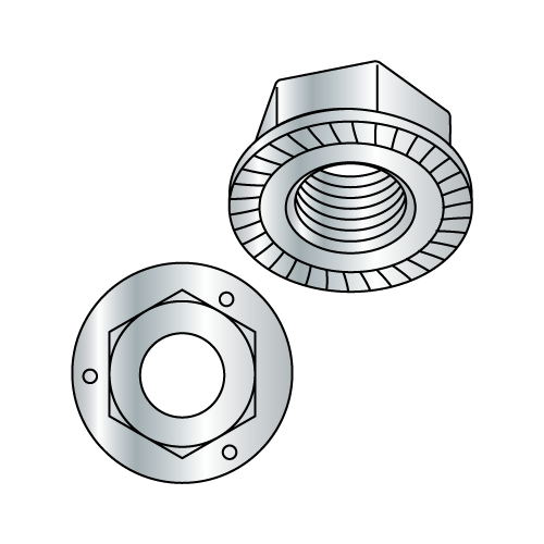 Grade 5 - Hex Serrated Flange Lock Nuts - Zinc Plated