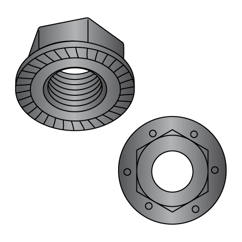 Grade 8 - Hex Flange Nuts - Black Phosphate