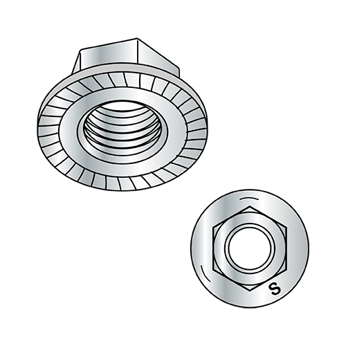 Serrated - Large Flange Hex Nuts - Grade 5 - Zinc