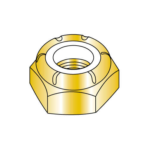 Nylon Insert Stop Nuts - Thin - Coarse Thread - Zinc Yellow