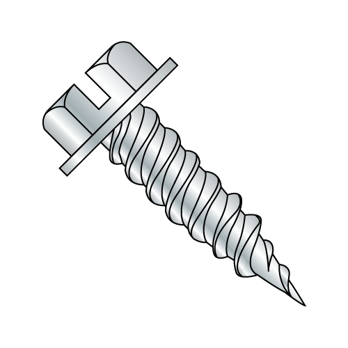 Slotted - Hex Washer - Self Piercing Screws - Zinc