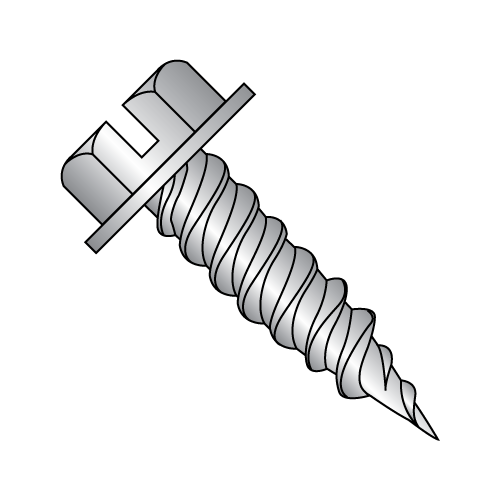 Slotted - Indented Hex Washer - Self Piercing Screws - 18-8 Stainless
