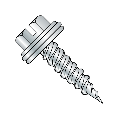 Slotted Hex Washer - Self Piercing Screws w/ Bonded New-EPDM Washer