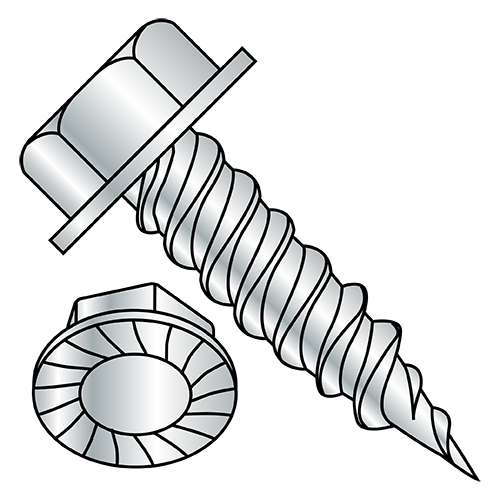 Unslotted - Hex Washer - Serrated - Self Piercing Screws - Zinc