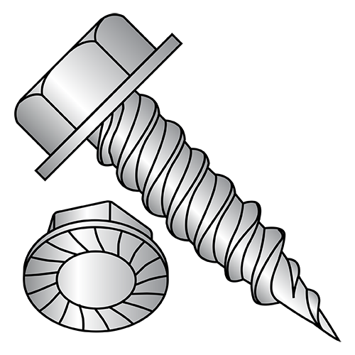 Unslotted - Hex Washer - Serrated - Self Piercing Screws - 1,000 Hour Salt Spray