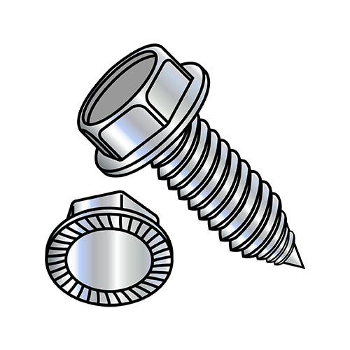 Unslotted - Hex Washer - Serrated - Machine Screw Thread - Self Piercing Screws - Zinc