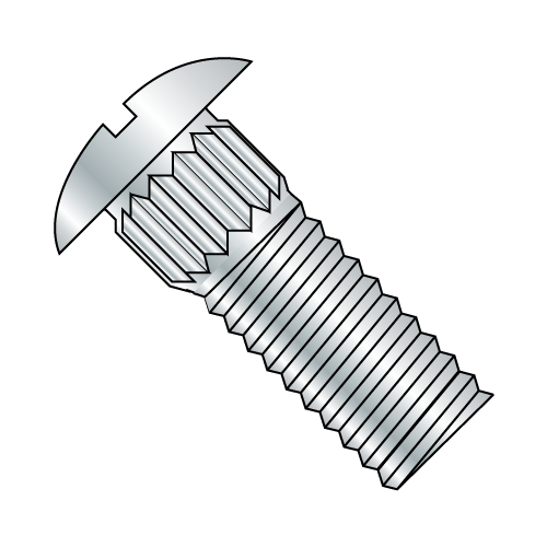 Track Bolts - Slotted Round - Ribbed Neck - Zinc