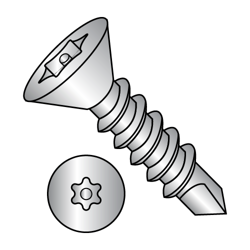 Flat - 6 Lobe Pin In - Self Drilling Screws - 410 Stainless