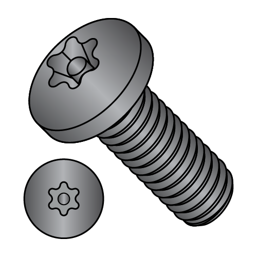 Button - 6 Lobe Pin-In - Machine Screws - Black Oxide