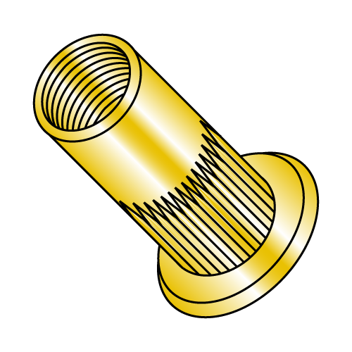 Blind Threaded Inserts - Flat Head Ribbed - Zinc Yellow (Metric)