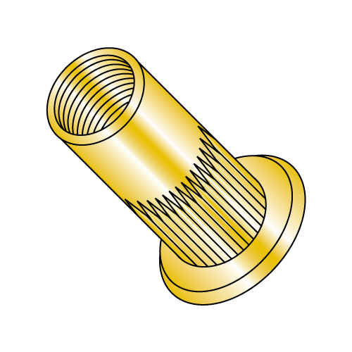 Blind Threaded Inserts - Flat Head Ribbed - Zinc Yellow (Inches)