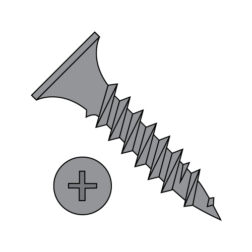 Bugle - Phillips - Drywall Screws - Fine Thread - Sharp Point - Black Phosphate