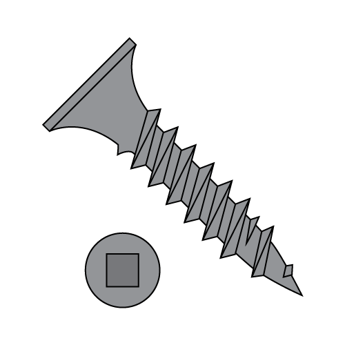 Bugle - Square Drive - Drywall Screws - Black Phosphate - Fine Thread