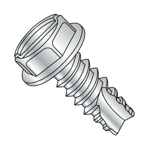 Sw Fasteners 1/4-14X1 Hex Washer - Slotted - Type B - Self Tapping Screws - Zinc ...