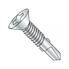 #4 Point - Flat - Phillips with Wings - Self Drilling Screws with Machine Screw Threads - Zinc