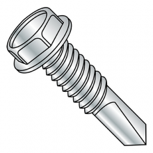 #4 Point - Hex Washer - Unslotted - Self Drilling Screws - Machine Threads - Zinc