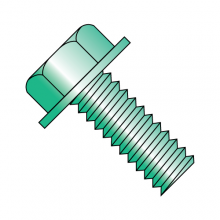 Unslotted - Indented - Hex Washer - Grounding Screw - Zinc Green