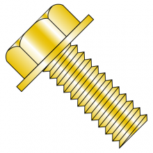 Unslotted - Indented - Hex Washer - Machine Screws - Zinc Yellow - RoHS