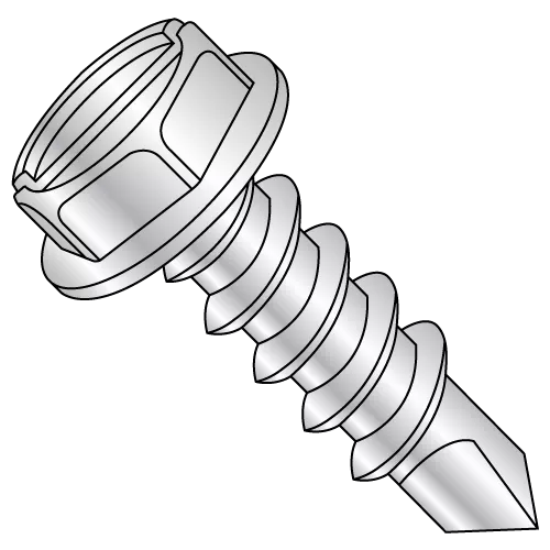 Hex Washer Slotted - 7/16" A.F. - Self Drilling Screws - Steel - Zinc