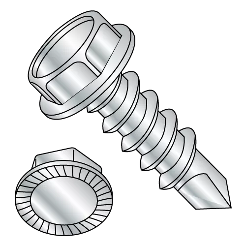 Serrated Hex Washer - Unslotted - Self Drilling Screws - Zinc - #3 Point