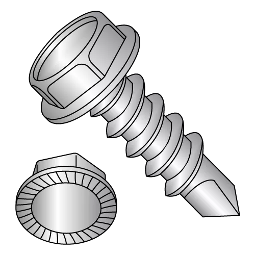 Serrated Hex Washer - Unslotted - Self Drilling Screws - 18-8 Stainless
