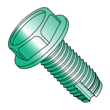8-32X3/8 Hex Washer - Unslotted - Type 1 - Thread Cutting Screws - Green Zinc