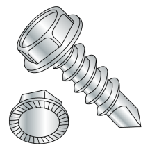 10-16X3/4 Serrated Hex Washer - 5/16" A.F. - Unslotted - Self Drilling Screws - Zinc
