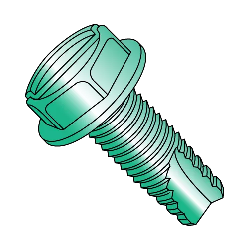 Hex Washer - Slotted - Type 23 - Thread Cutting Screws - Zinc Green