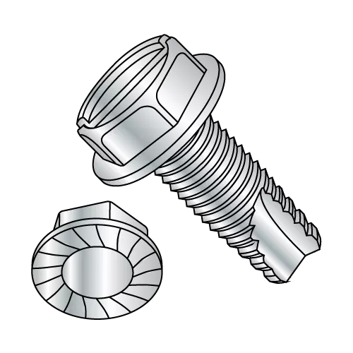 Serrated Hex Washer - Slotted - Type 23 - Thread Cutting Screws - Zinc