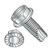 8-32X5/16 Serrated Hex Washer - Slotted - Type 23 - Thread Cutting Screws - Zinc