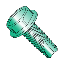 10-32X3/8 Hex Washer - Unslotted - Type 23 - Thread Cutting Screws - Green Zinc