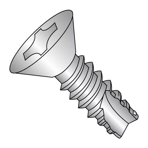 6-20X3/8 Flat - Phillips - Type 25 - Thread Cutting Screws - 18-8 Stainless