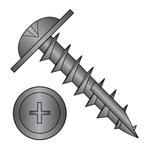 8-11X1 Large Round Washer - Phillips - Deep Thread Wood Screws - #17 Point - Black Oxide