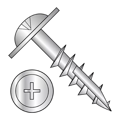 Large Round Washer - Phillips - Deep Thread Wood Screws - #17 Point - Partial Thread - Zinc
