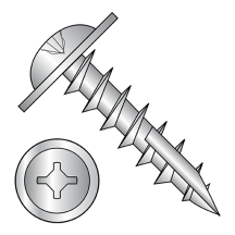 8-11X1 Large Round Washer - Square-Phillips Combo Recess - Deep Thread Wood Screws - #17 Point - Zinc