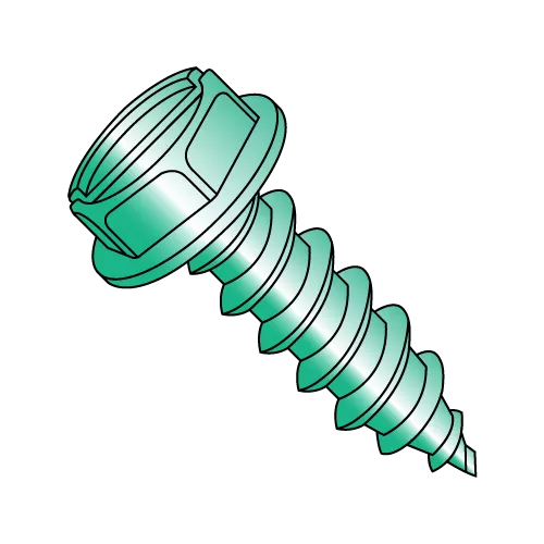 Hex Washer - Slotted - Type AB - Self Tapping Screws - Green Zinc