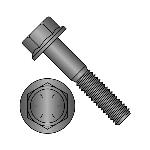 Grade 8 Alloy - Frame Bolts - Indented Hex Flange - Black Phosphate & Oil