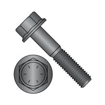 5/16-18X2 Grade 8 Alloy - Frame Bolts - Indented Hex Flange - Black Phosphate & Oil