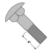 1/2-13X14 Carriage Bolts with 6" Thread - Low Carbon - Galvanized