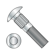 3/8-16X1 1/2 Ribbed Neck - Carriage Bolts - Low Carbon - Fully Threaded - Zinc
