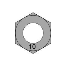 M8-1.25 DIN 934 - Metric Hex Nuts - Class 10 - Style 1 - Plain Finish