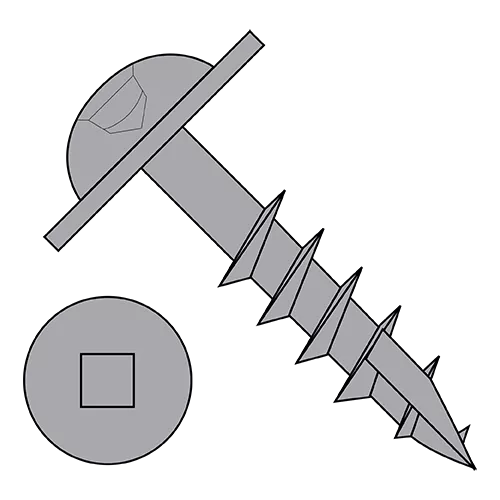 Round Washer - Square Recess - Type 17 Point - Pocket Hole - Face Framing Screws - Coarse Thread - Plain