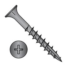 8X1 1/2 Phillips - Flat with Nibs - Wood Screws - #17 Point - Black Oxide - Partial Thread